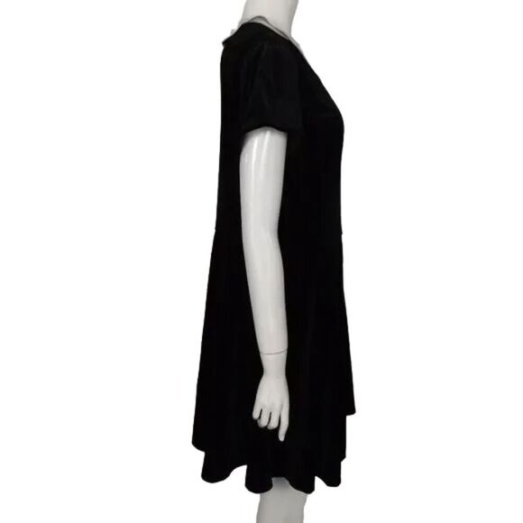 new HOT TOPIC Velvet Dress, Jr. XXL, Black, White collar, Short sleeves, Stretch - Picture 8 of 14